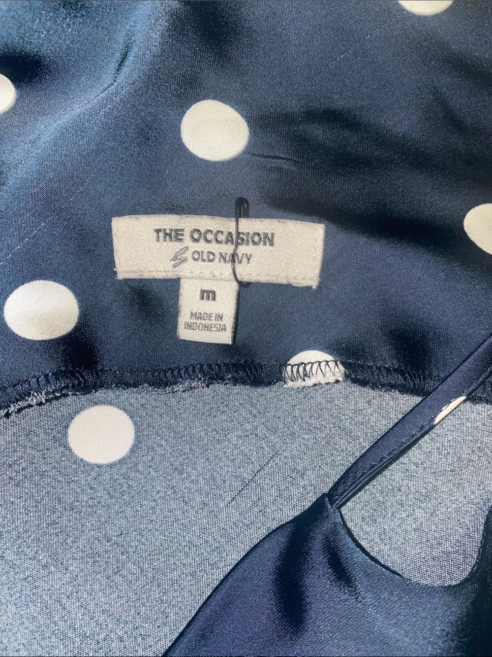 Old Navy Navy Blue Polka Dot Strapless Maxi Dress - Picture 3 of 3